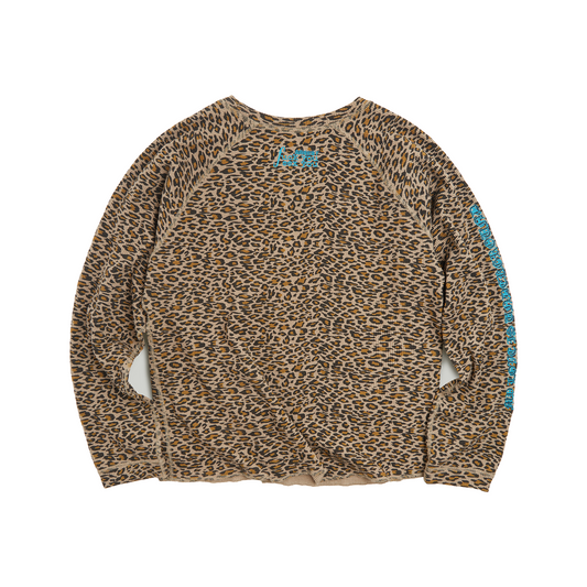 Waffle-knit Long Sleeve Sweatshirt (Leopard)