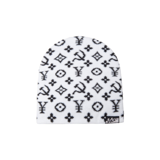 "L¥ MONOGRAM" Knit Beanie (White)