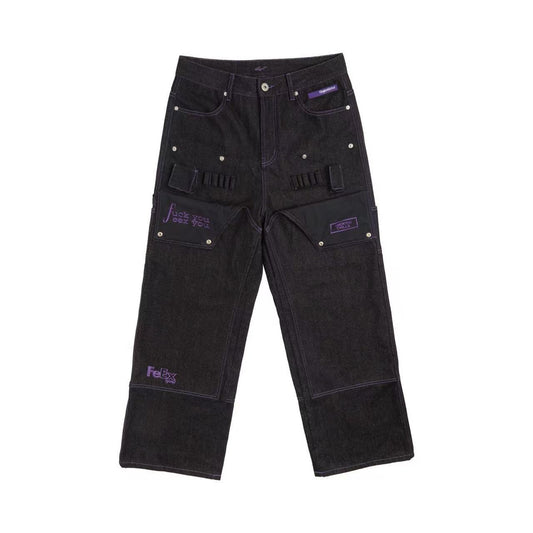 "SMOKING CHILLS" Raw Denim Jeans (Black)