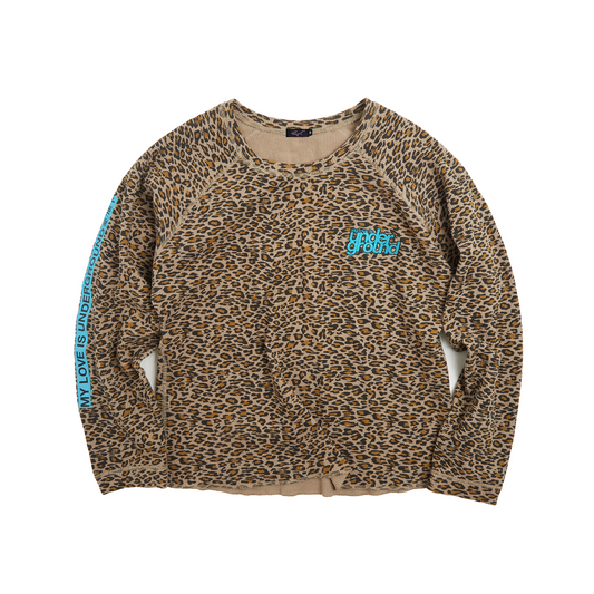 Waffle-knit Long Sleeve Sweatshirt (Leopard)