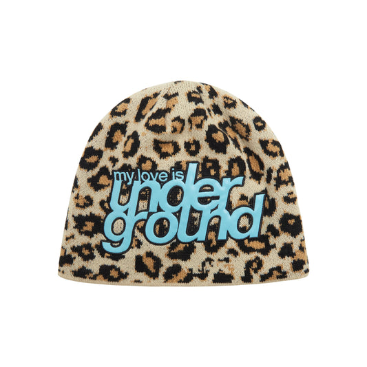 "MY LOVE IS UNDERGROUND" Beanie (Leopard)